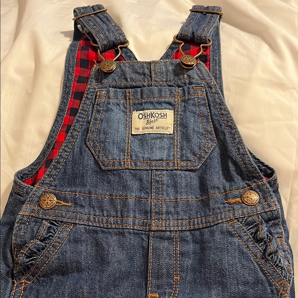 OshKosh B'gosh Blue Denim Overalls for baby girl snap bottoms 6 months